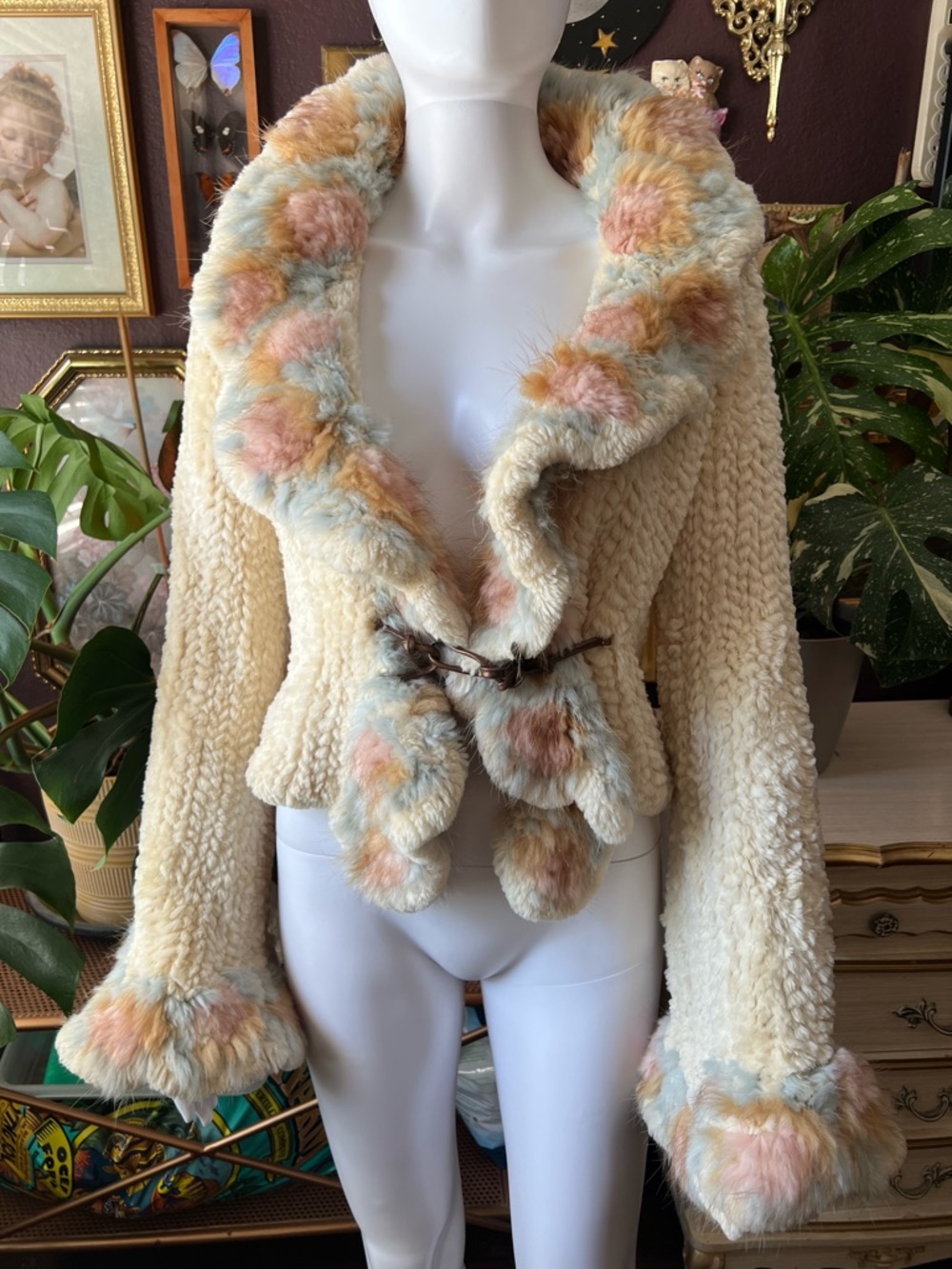 Beaver Fur Y2K Cardigan Long Sleeve Size XS